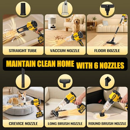 7-in-1 Cordless Vacuum Cleaner, 21V 8000MAH Battery Powered Handheld Car Vacuum with 700W Brushless Motor, 50KPA High Power Suction & Blower for Home, Car, Pet Hair, Keyboard