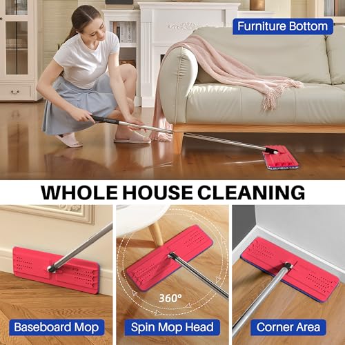 JOYMOOP Replacement Mop Pads for Flat Mop Bucket System, Microfiber, 13-Inch, Pack of 4, Slate Blue - color: 4 Pcs 13" - 4 Slate Blue, size: 13.0 × 4.9 Inch