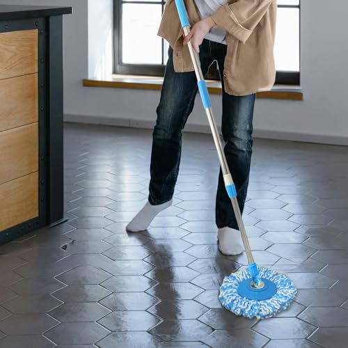 Spin Mop Replacement Handle 360 Degree Spin Mop Pole Handle Replacement Rotating Telescopic Stick for Mop Head, Ideal for Home and Household Cleaning - color: Blue, style: Plastic Disc
