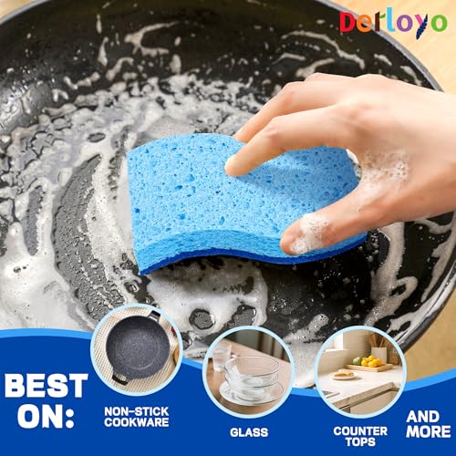 12 Count Non-Scratch Dish Sponges Kitchen, Long Lasting Cleaning Sponges for Dishes,Dual Sided Kitchen Sponges, Cleans Fast Without Scratching, Easy to Dry and Reusable-Blue - color: Blue-12
