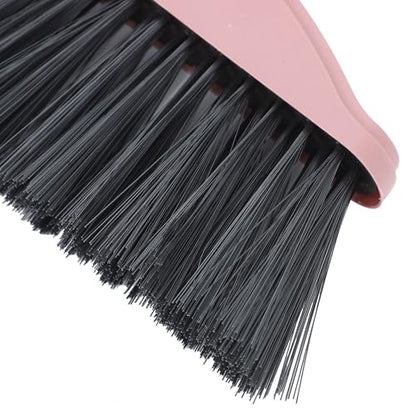 ULTECHNOVO Handheld Household Broom with Long Handle, Nordic Pink Small Dust Sweeper for Pet Hair Removal and Floor Cleaning, Heavy Duty Indoor and Outdoor Sweeping Tool
