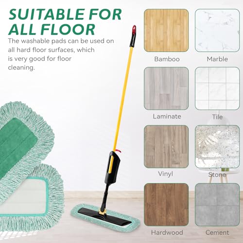 Dust Mop Pads for Rubbermaid Commercial Microfiber Dust Mops - 18 inch Mop Head Replacement with Fringe - Reusable Wet & Dry Cleaning Flat Mops System 18" 17" Refill for Multi-Surface Floor - 4 Pack - color: 4 Pack