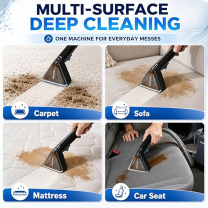 Upholstery Cleaner Machine & Carpet Cleaner | Portable Spot Cleaner with Strong Suction and Scrubbing Brush for Pet Stains, Spills on Couches, Rugs, Mattresses, Car Interiors (Gray) - color: Gray