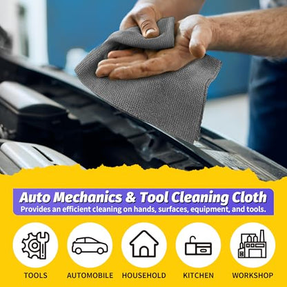 Microfiber Cleaning Cloth,150 Pack Grey Cleaning Rags, Bulk All-Purpose Lint-Free Shop Towels Wipes, Commercial Micro Fiber Cleaning Towels Washcloth for Car Garage Housekeeping 11.5"*11.5" - color: Grey, style: 150 Pack