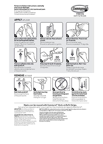 Command Medium Designer Hooks, 2 Hooks and 4 Strips, Damage-Free Hanging Wall Hook with Adhesive Strips, No Tools Great for Hanging, Organization and Storage, Holds up to 3 lb