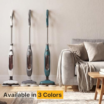 NEWBULIG Steam Mop, All-in-One Steam Mops for Floor Cleaning with Rapid Re-heat, Self-Standing Floor Steamer, 4 Rotating Scrub Pads, 2 LED Headlights, for Hardwood Floors & Tile