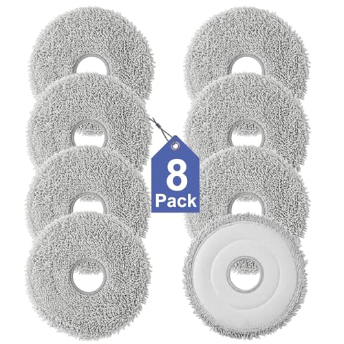 8 Pack Mop Pads for Dreame L40/X40/X50/L50/X30/L20/L40s Ultra/L10s Pro Ultra/L10s Ultra Gen2/X60 Max Ultra, for Mova V50/E40/P10/P50 Pro Ultra, Robot Vacuum Reusable Microfiber Mop Cloth Accessories