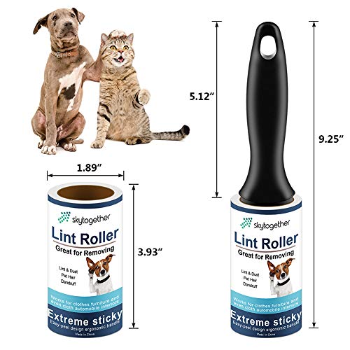 Lint Rollers for Pet Hair Extra Sticky, Dog Cat Pet Hair Remover Couch Lint Roller Travel Size Lint Remover for Clothes, 2 Reusable Handles+8 Lint Roller Refills Pack, 512 Sheets Total
