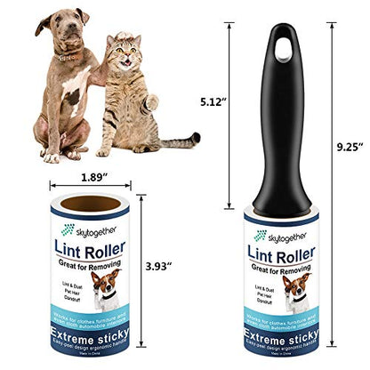 Lint Rollers for Pet Hair Extra Sticky, Dog Cat Pet Hair Remover Couch Lint Roller Travel Size Lint Remover for Clothes, 2 Reusable Handles+8 Lint Roller Refills Pack, 512 Sheets Total