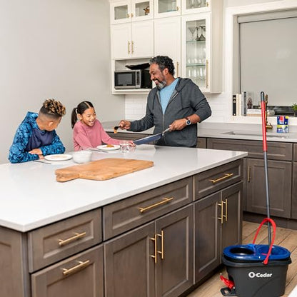 O-Cedar EasyWring RinseClean Microfiber Spin Mop & Bucket Floor Cleaning System with 3 Extra Refills, Plastic, Grey - color: Rinseclean Spin Mop & Bucket + 3 Extra Refills