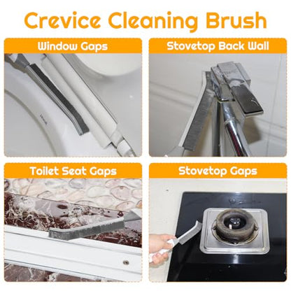 SUOXU Household Thin Cleaning Brushes,2pcs Hard Bristle Grout Scrub Brush Tool for Cleaning Tight Spaces in Home Kitchen Bathroom - color: White+grey×2