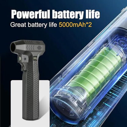 Compressed Air Duster, 130000RPM Powerful Turbo Air Duster with LED Light, 3-Speed Cordless Electric Duster with Brushless Motor, Jet Dry Blower for Computer, Keyboard, Home, Car, Outdoor