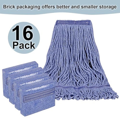 JERIA 16 Pack Heavy Duty Mop Head Replacements,String Mop Head for Commercial,Used for Home,Office and Kitchen,Washable,Reusable Mop - size: 16 Pack