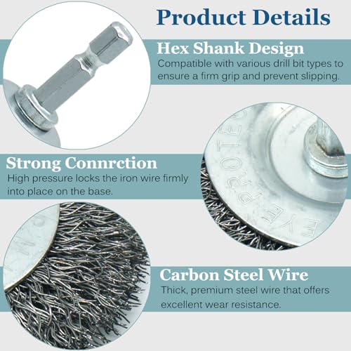 5-Pack 3-Inch Wire Wheel Brush Set for Drill | 1/4-Inch Hex Shank, Coarse Carbon Steel, Aggressive Rust Removal, Paint Stripping, Surface Abrasion - style: 3-inch Wheel Brush - 5 Piece