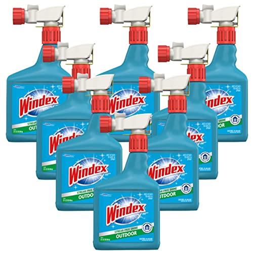 Windex Outdoor Window and Glass Cleaner for Hose Ammonia Free, Concentrated Formula for Deep Outdoor Clean, Patio Cleaner, Compatible With All Hoses, 32 Fl Oz (Pack of 8) - size: 32 Fl Oz (Pack of 8)