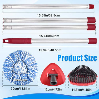 Mop Heads Replacements,Mop Handle,Scrub Brush,Base for Ocedar Rinseclean 2 Tank,Include 2 Microfiber Mops Replace Head,30-58" Adjustable Mop Stick,1 Scrubber Head,1 Spin Base,Bucket not Included - color: Blue & Silver
