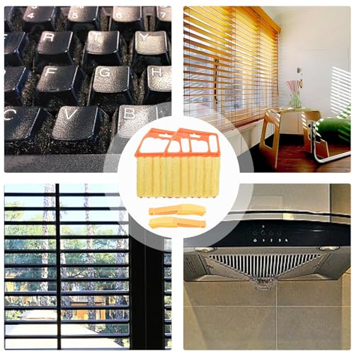 4pcs Window Venetian Blind Cleaner Duster Tool, Include 2pcs 7 Finger Blind Duster Brush & 2pcs Shutter Cleaner Brushes, Blinds Cleaning Brush Tool for Blinds Air Conditioner Vent Keyboard