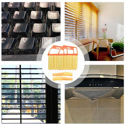 4pcs Window Venetian Blind Cleaner Duster Tool, Include 2pcs 7 Finger Blind Duster Brush & 2pcs Shutter Cleaner Brushes, Blinds Cleaning Brush Tool for Blinds Air Conditioner Vent Keyboard