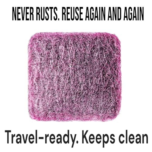 16-Pack Individually Wrapped Red Stainless Steel Soap Pads | Reusable Steel Wool Soap Pads for Pots & Pans | Heavy-Duty Scouring Pad Metal Scrubber