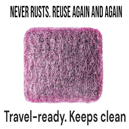 16-Pack Individually Wrapped Red Stainless Steel Soap Pads | Reusable Steel Wool Soap Pads for Pots & Pans | Heavy-Duty Scouring Pad Metal Scrubber