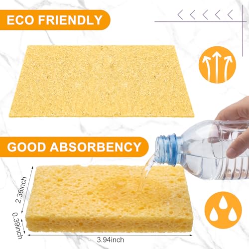 Zhengmy 200 Pieces Sponges Bulk Sponges Kitchen Compressed Sponge Natural Dish Sponge Compressed Wood Pulp Cleaning Without Scratching for Kitchen Bathroom, 3.9 x 2.4 x 0.12 Inch (Yellow) - color: Yellow