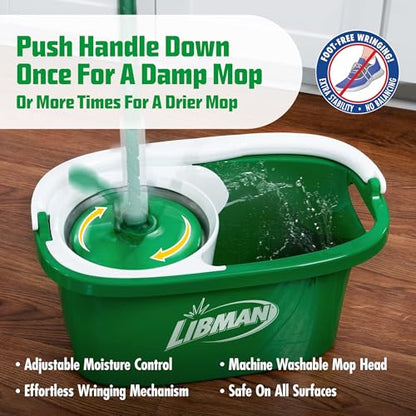 Libman Tornado Spin Mop System | Mop and Bucket with Wringer Set | Mops for Floor Cleaning | 1 Mop Head Included - style: Spin Mop