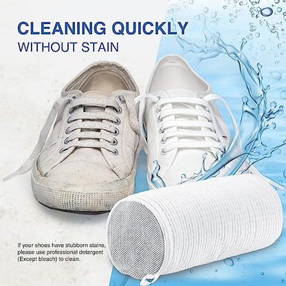Teletrogy Shoe Washing Bag for Washing Machine, Fluffy Fibers Keep 360° Wrap-around Cleaning, Adjustable Shoe Trees, Durable Hidden Zipper Reusable Laundry Bag for Sneaker Gym Shoes White - color: White
