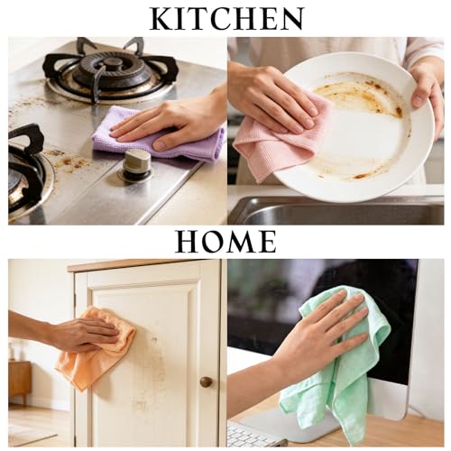 24 Pack Microfiber Cleaning Cloths（11.8x11.8In），Thin Microfiber Towels Bulk, Towels for Home，Kitchen,Cars，Cleaning Rags 6 Colors，Quick-Dry,Lint-Free