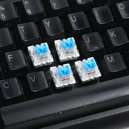 50 Pcs Blue Mechanical Keyboard Switches, 3-Pin Clicky Tactile Switches with Free Keycap Puller & Cleaning Brush, Complete Switch Replacement Kit for DIY