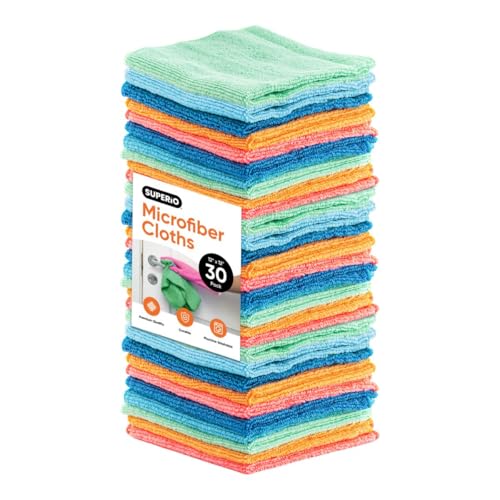 Superio Microfiber Cleaning Cloths Color-Coded for Easy Organization, Ultra-Soft, Durable, Multi-Purpose Cloths for Bathroom, Kitchen, Windows, Furniture, Electronics (Multi), 18 Pack - color: Multicolor, size: 12"x12"