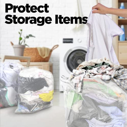 55 Gallon Trash Bags, 3 Mil Contractor Bags, Large Trash Can Liners, 38 x 58" For 55-60 Gallon Trash Cans - Outdoor, Construction, Lawn, Custodian, Landscape, Leaf - Made in USA - (CLEAR, 50 COUNT)