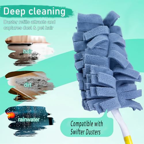 8 Pack 6 Layer Fleece Duster Refills for Swiffer Hand Duster, Zero Waste, 360-degree Cleaning，Reusable and Washable Replacement Dusters for Cleaning Ceiling Fan Hardwoods and Furniture(Multicolour) - color: Light Color
