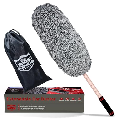 Car Duster Exterior Scratch Free - Microfiber Car Brush with Extendable Handle (27-36'') - Soft Auto Dusting Tool for Pollen & Dust Removal on SUV, Truck, RV & Motorcycle(Wax-Free Design) - color: Grey6