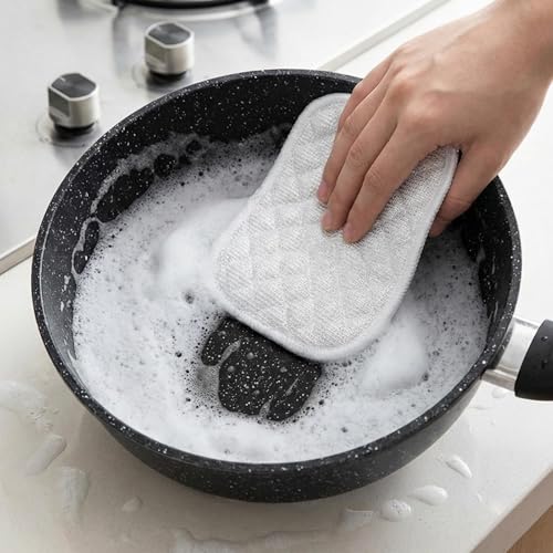 Double Side Non Scratch Wire Dishcloth, 4 Pcs Multipurpose Wire Dishwashing Rags, Wires Mesh Cleaning Cloth for Wet and Dry Cleaning, Reusable Metal Wash Cloth for Kitchen, Pots, Pans, Stove, Sinks