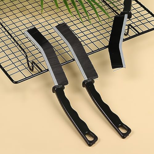 5Pcs 9inch Crevice Cleaning Brushes - Thin Gap Hard Bristle Scrub Brush for Grout, Tile, Bathroom, Kitchen, Faucets - Tough Scraper for Car Detailing, Stove, Oven (Multi-Surface Use) - color: Black