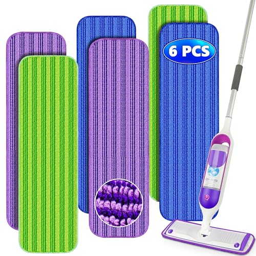 Reusable Mop Pads Compatible with Swiffer PowerMop, Microfiber Mop Pads Refills Mop Heads Replacement for Swiffer Mop Spray Mop Floor Mop, Washable Reusable Floor Mopping Refills, 6 Pack - color: Multicolor, size: 6PCS