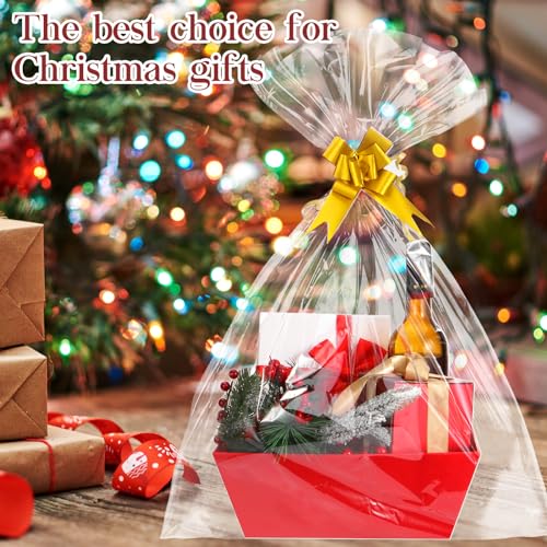 AFOROEOA 6PACK Red Baskets For Gifts Empty, 10x12”Thick Gift Basket with 6Bows 6Bags Empty Gift Baskets for Christmas, Easter, Birthdays, Valentine’s Day Wrapping Gift - color: 6PACK Red
