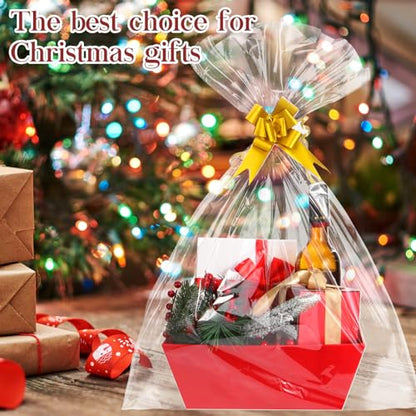 AFOROEOA 6PACK Red Baskets For Gifts Empty, 10x12”Thick Gift Basket with 6Bows 6Bags Empty Gift Baskets for Christmas, Easter, Birthdays, Valentine’s Day Wrapping Gift - color: 6PACK Red