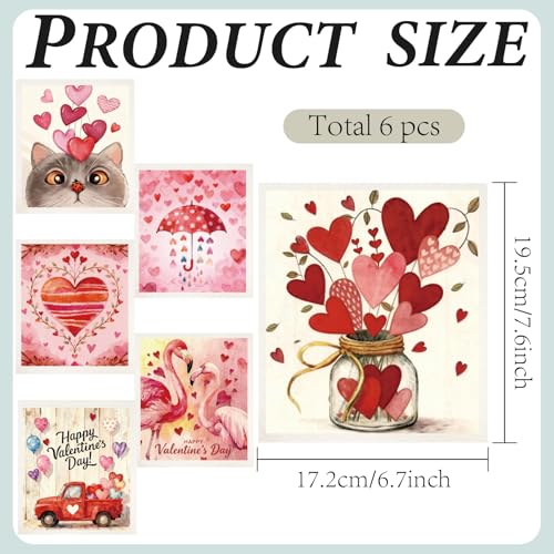 CREATCABIN 6 Styles Pink Swedish Dishcloths for Kitchen Cleaning Cloths Cellulose Sponge Cloths Reusable Dish Rags Cleaning Towels No Odor Absorbent for Tableware Happy Valentine 6.7x7.6Inch - style: Valentine