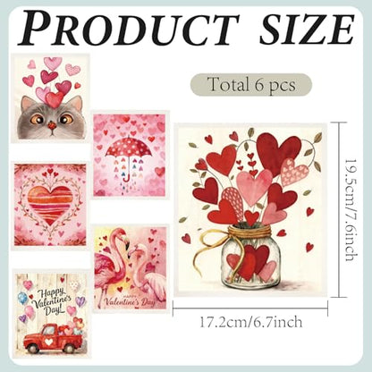 CREATCABIN 6 Styles Pink Swedish Dishcloths for Kitchen Cleaning Cloths Cellulose Sponge Cloths Reusable Dish Rags Cleaning Towels No Odor Absorbent for Tableware Happy Valentine 6.7x7.6Inch - style: Valentine