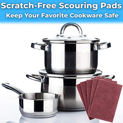 Heavy Duty XL Red Scouring Pads. 6x9 in 10 Pack of Scrubber Tools for Cleaning Stainless Steel Pots, Pans, Grills and Griddles. Extra Large Pad for Outdoor Use on Railings and Tiles. - size: 10 Count (Pack of 1)