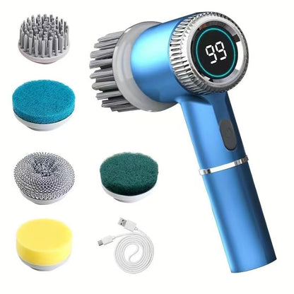 Electric Spin Scrubber,5 Heads Handheld Power Scrubber Electric Cleaning Brush,3 Adjustable Speeds Waterproof Electric Spin Scrubber Cordless Brush for Kitchen Bathroom Tile Bathtub,Toilet,Window