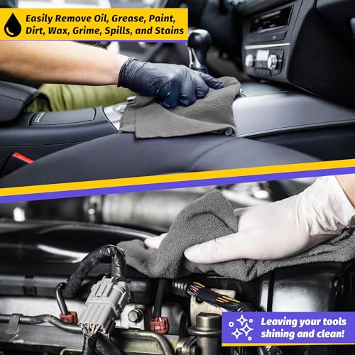 Microfiber Cleaning Cloth,150 Pack Grey Cleaning Rags, Bulk All-Purpose Lint-Free Shop Towels Wipes, Commercial Micro Fiber Cleaning Towels Washcloth for Car Garage Housekeeping 11.5"*11.5" - color: Grey, style: 150 Pack