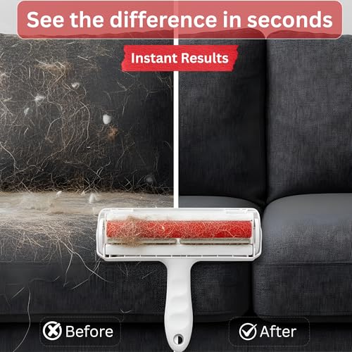Pet Hair Remover Roller for Dogs & Cats – Reusable Fur & Lint Remover Tool, Portable Hair Removal Roller for Furniture, Couch, Carpet, Rugs, Bedding, Car Seats & Clothes, Easy-Grip Handle