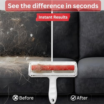 Pet Hair Remover Roller for Dogs & Cats – Reusable Fur & Lint Remover Tool, Portable Hair Removal Roller for Furniture, Couch, Carpet, Rugs, Bedding, Car Seats & Clothes, Easy-Grip Handle