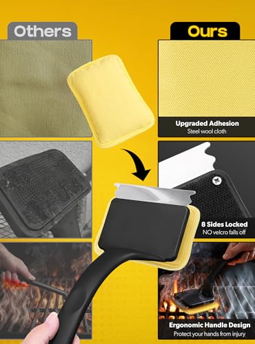 MEKER 4 PCS Grill Replacement Head, Yellow (NO Grill Brush) - color: Yellow-4 Pads