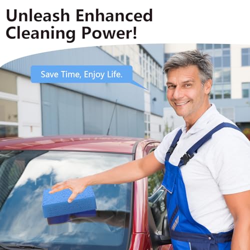 Cleaning and Washing Sponge, 3 Pack Large Extra Thick Heavy Duty Sponge Multi-Purpose for Kitchen Bathroom Bike Boat Car, Natural Cellulose Sponges 4" X 6" X 2" (Blue) - color: A-blue