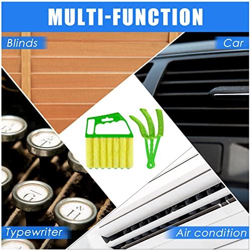 4 Pcs Window Venetian Blind Cleaner Duster Tool 7 Finger Blind Rush and Shutter Cleaner Brush Hand-held Window Shutter Air Conditioner Duster for Dirt(Green, Blue) - color: Green, Blue