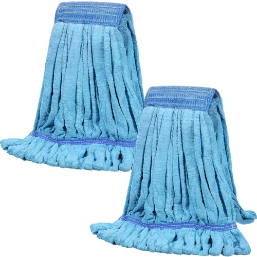 Lallisa 2 Pcs Commercial Mop Head Replacement 18 Oz Tube Microfiber Mop Heads for Floor Cleaning Industrial Mop Heads Blue Looped End Wet Mop Head Refill for Home Commercial Industrial Use - color: Blue