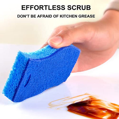 METUUTER 12-Count Scrub Sponges Kitchen Sponge Heavy Duty, Cellulose Sponges with Scouring Pads Dual-Sided for Kitchen and Household Use (S-Multi) - color: S-multi